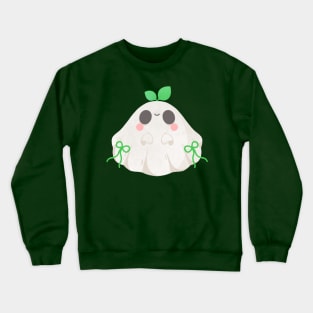 Cute Ghost with Green Leaves Halloween Illustration Crewneck Sweatshirt